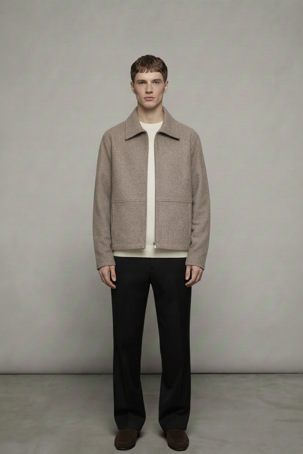 ALTIERO's Taupe Wool-Blend Jacket