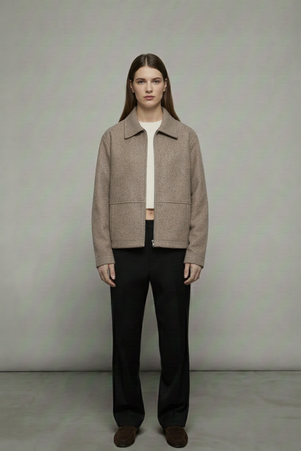 ALTIERO's Taupe Wool-Blend Jacket