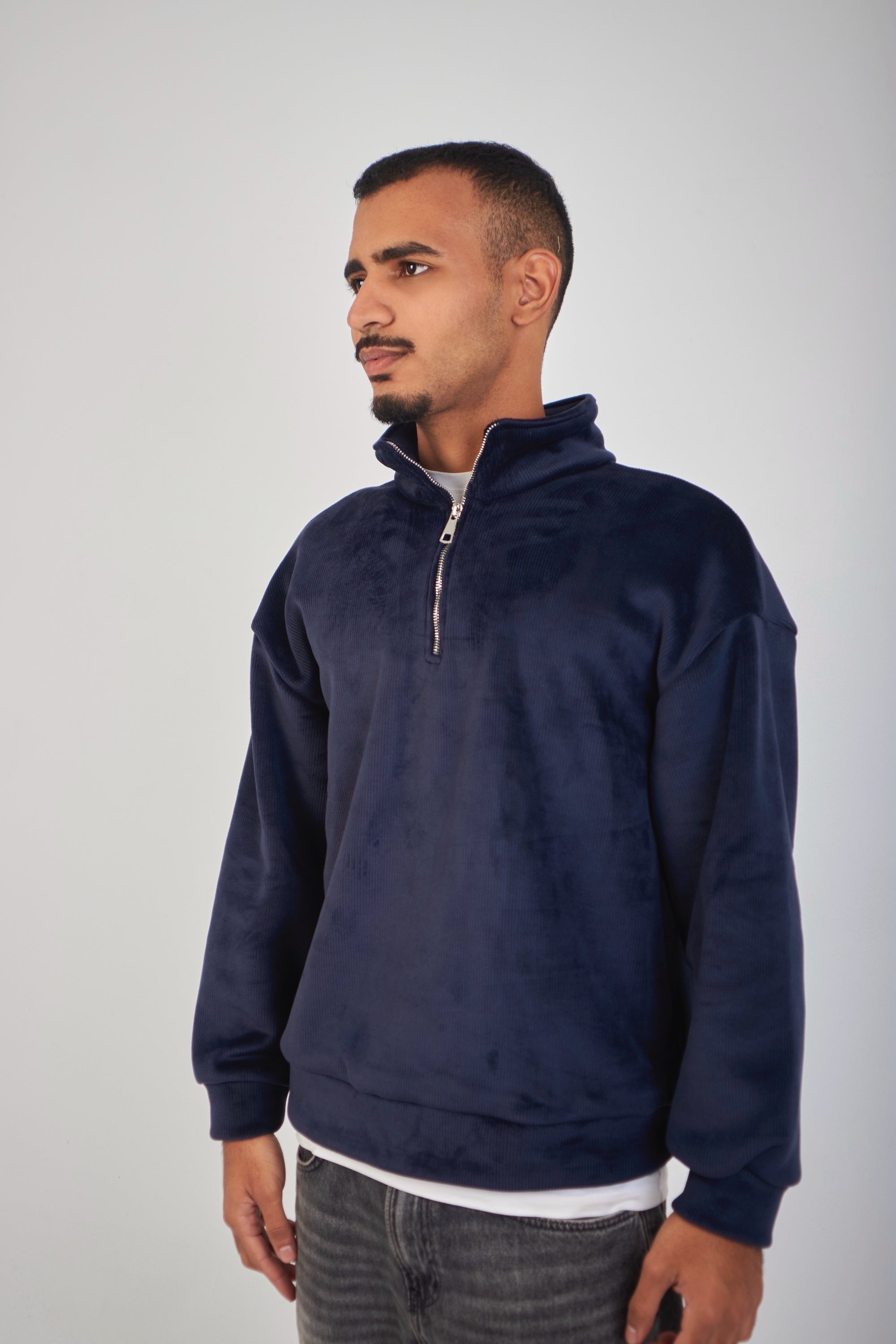 Altiero's Navy Ribbed Quarter Zip