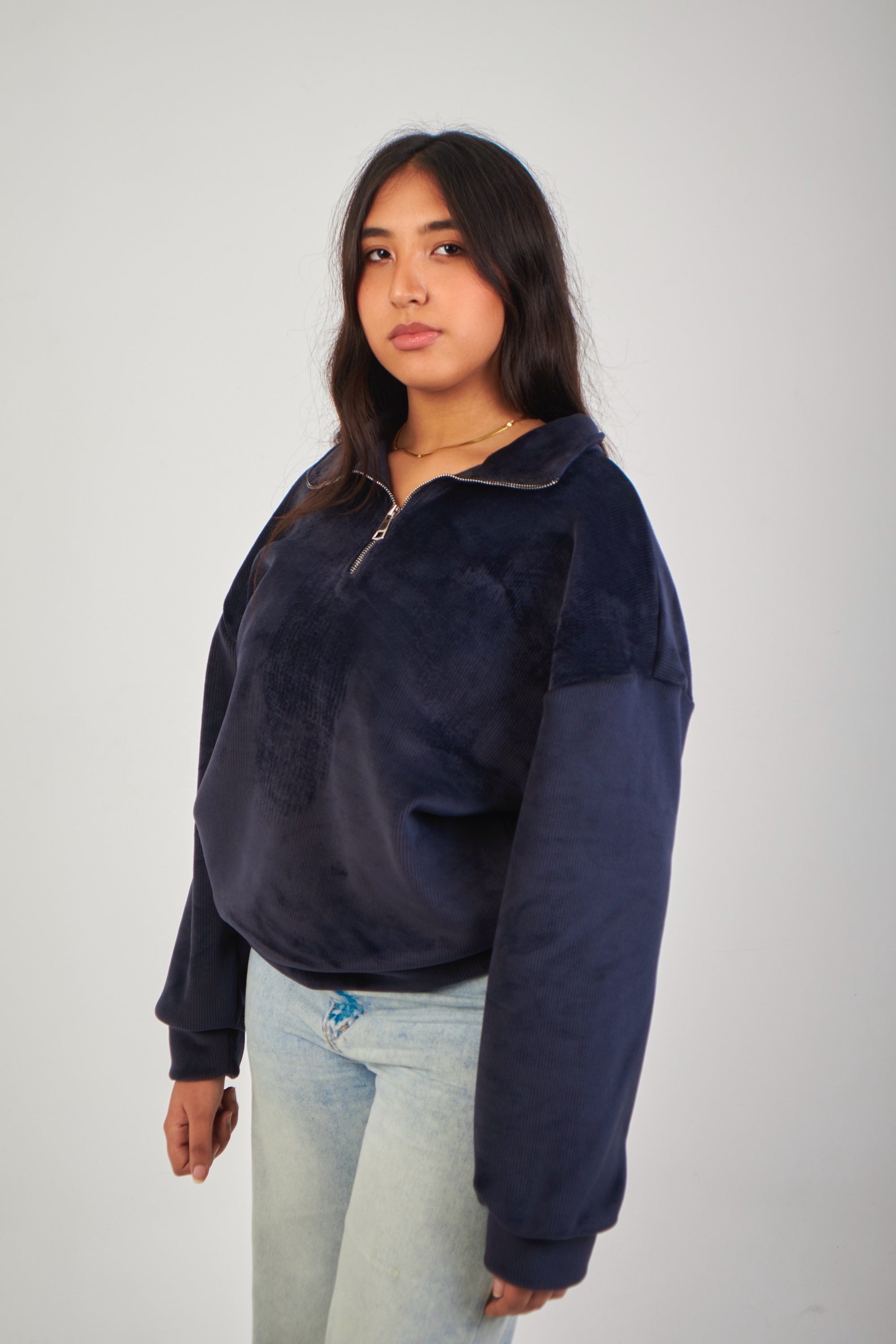 Altiero's Navy Ribbed Quarter Zip