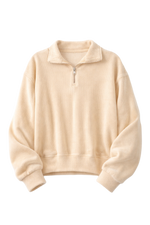 ALTIERO's Ribbed Quarter Zip - BEIGE