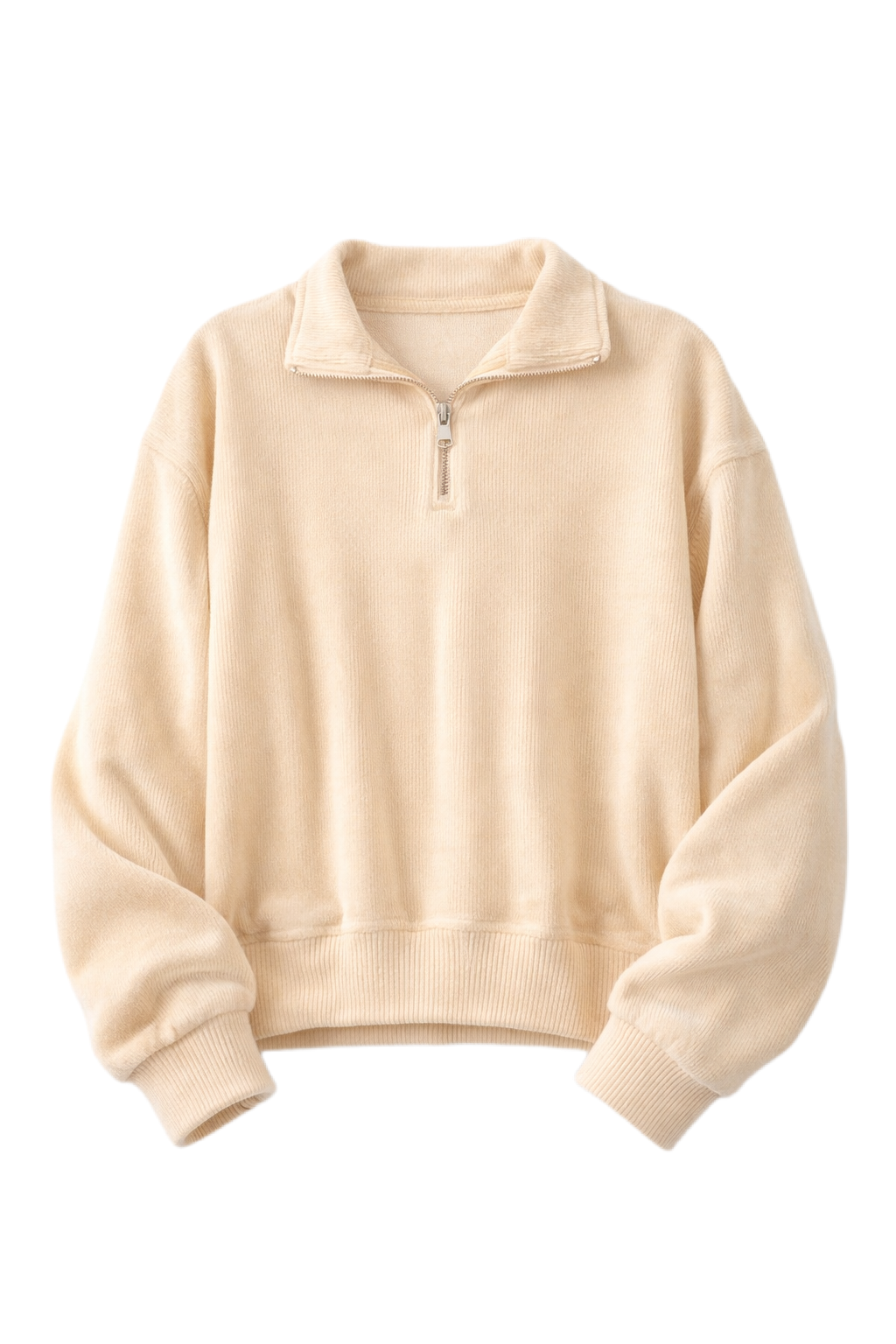 ALTIERO's Beige Ribbed Quarter Zip