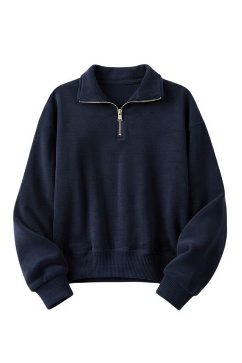 ALTIERO's Navy Ribbed Quarter Zip