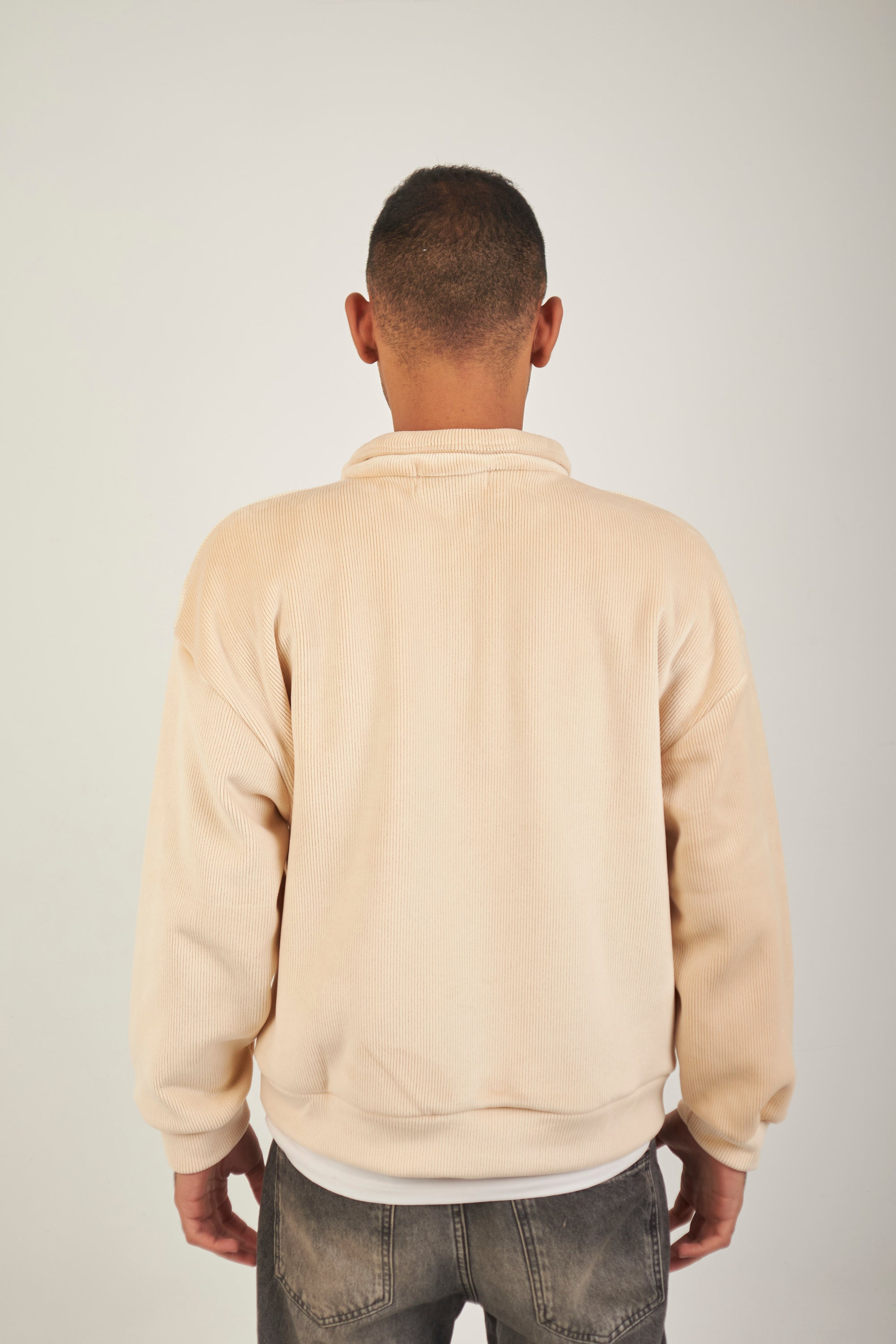 Altiero's Beige Ribbed Quarter Zip