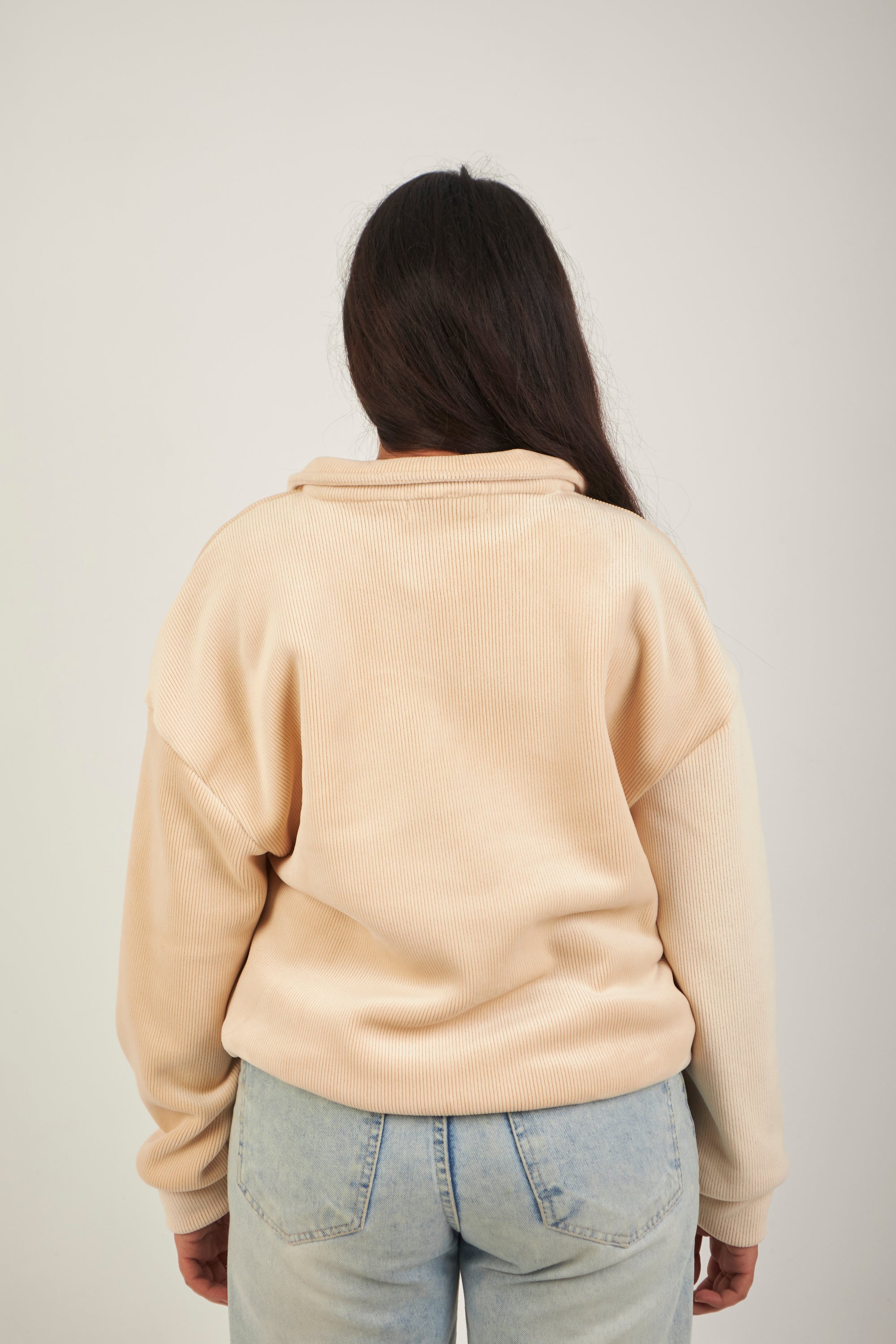 Altiero's Beige Ribbed Quarter Zip
