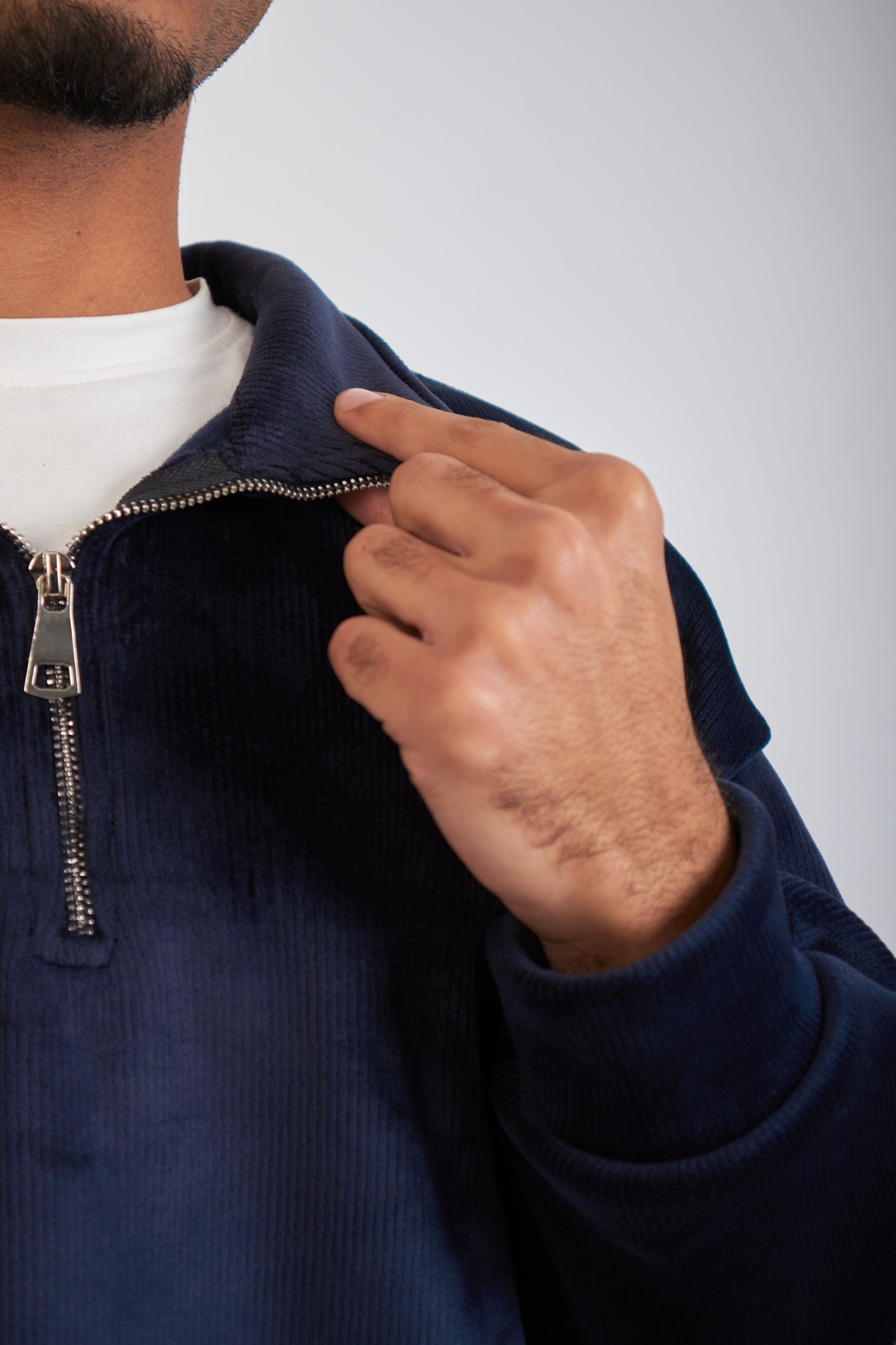 Altiero's Navy Ribbed Quarter Zip