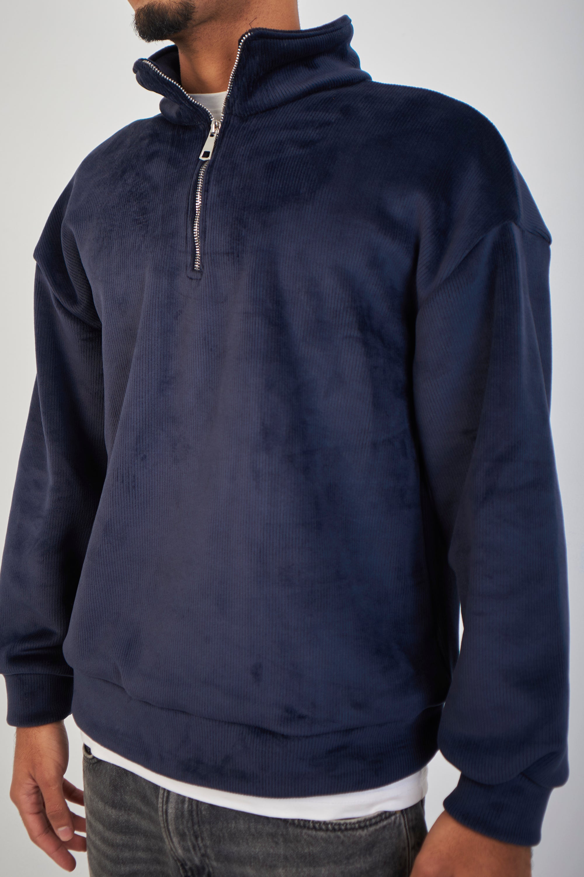 Altiero's Navy Ribbed Quarter Zip