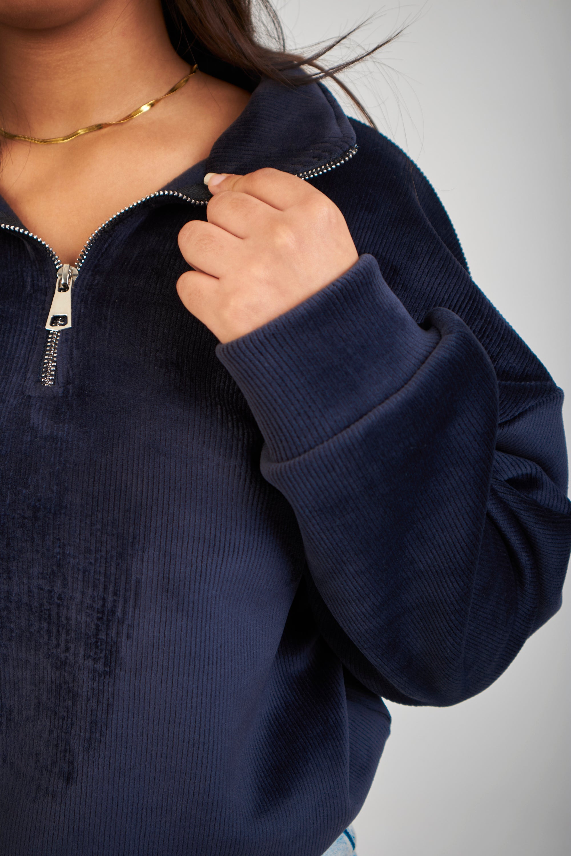 Altiero's Navy Ribbed Quarter Zip