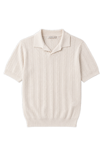 ALTIERO's Textured Knit Polo - Ecru