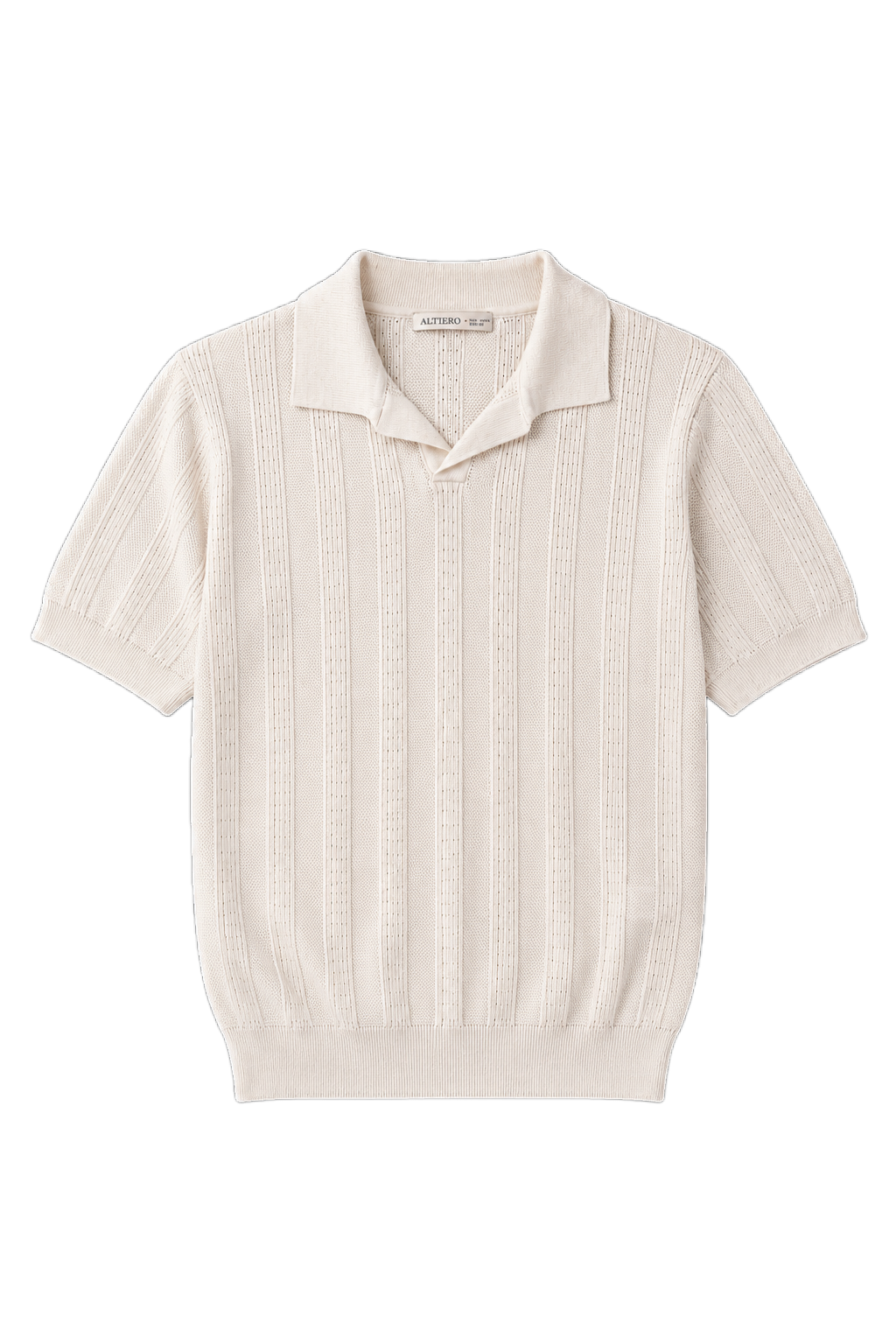 ALTIERO's Textured Knit Polo - Ecru