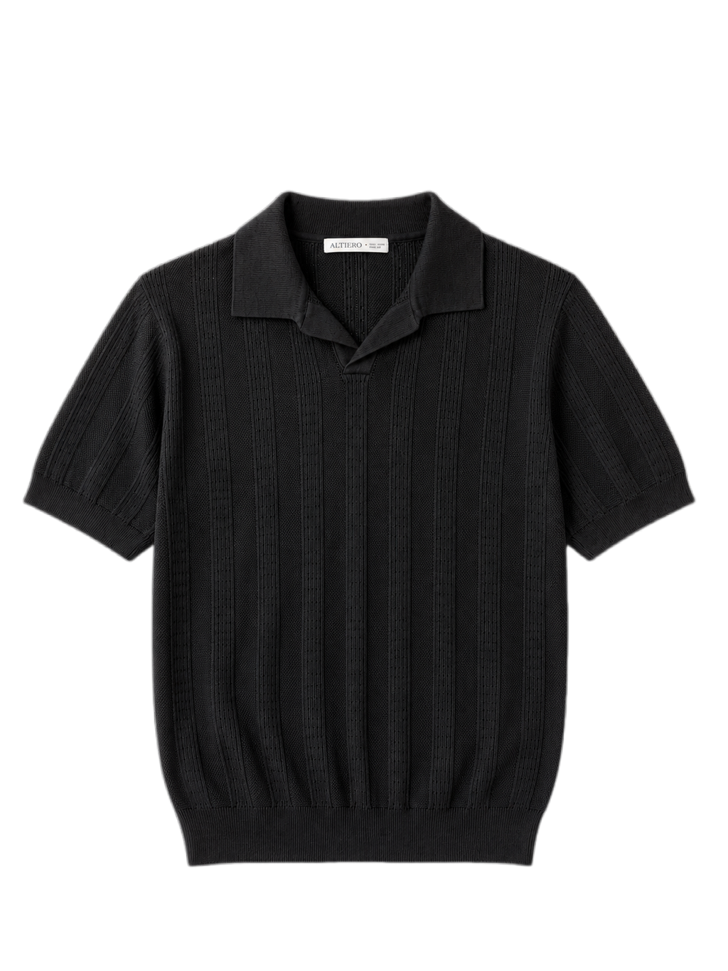 ALTIERO's Textured Knit Polo - Black