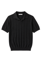 ALTIERO's Textured Knit Polo - Black