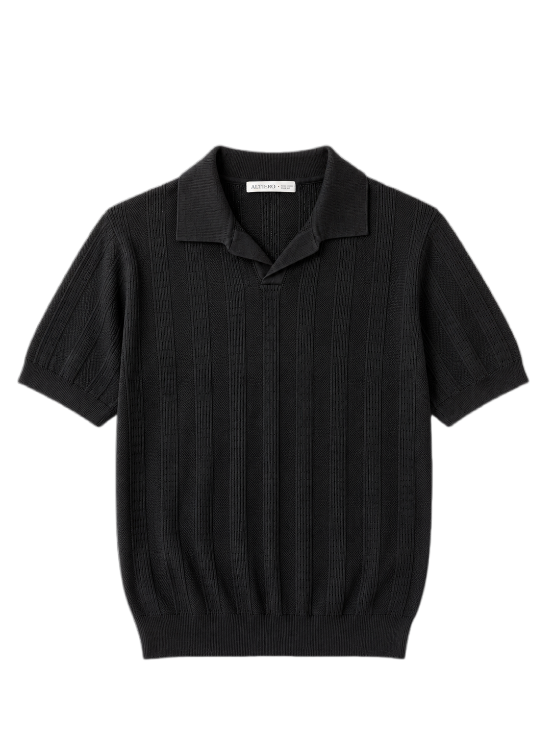 ALTIERO's Textured Knit Polo - Black