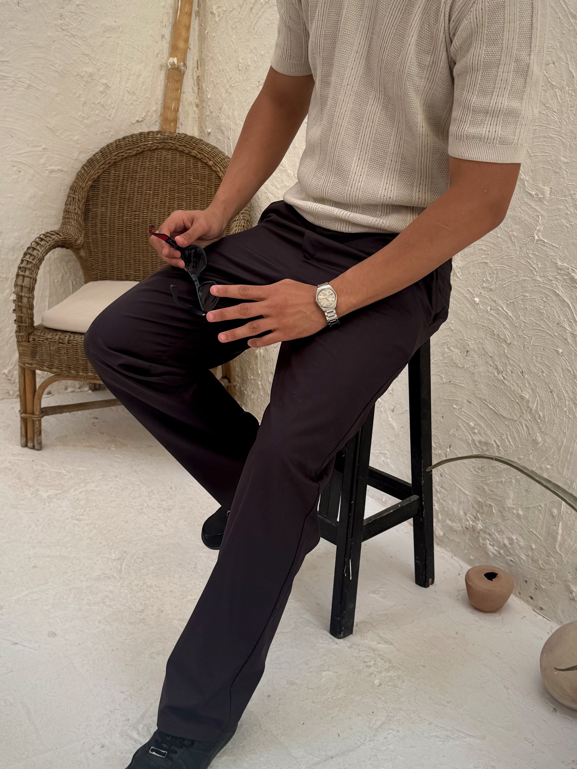 ALTIERO's Textured Knit Polo - Ecru