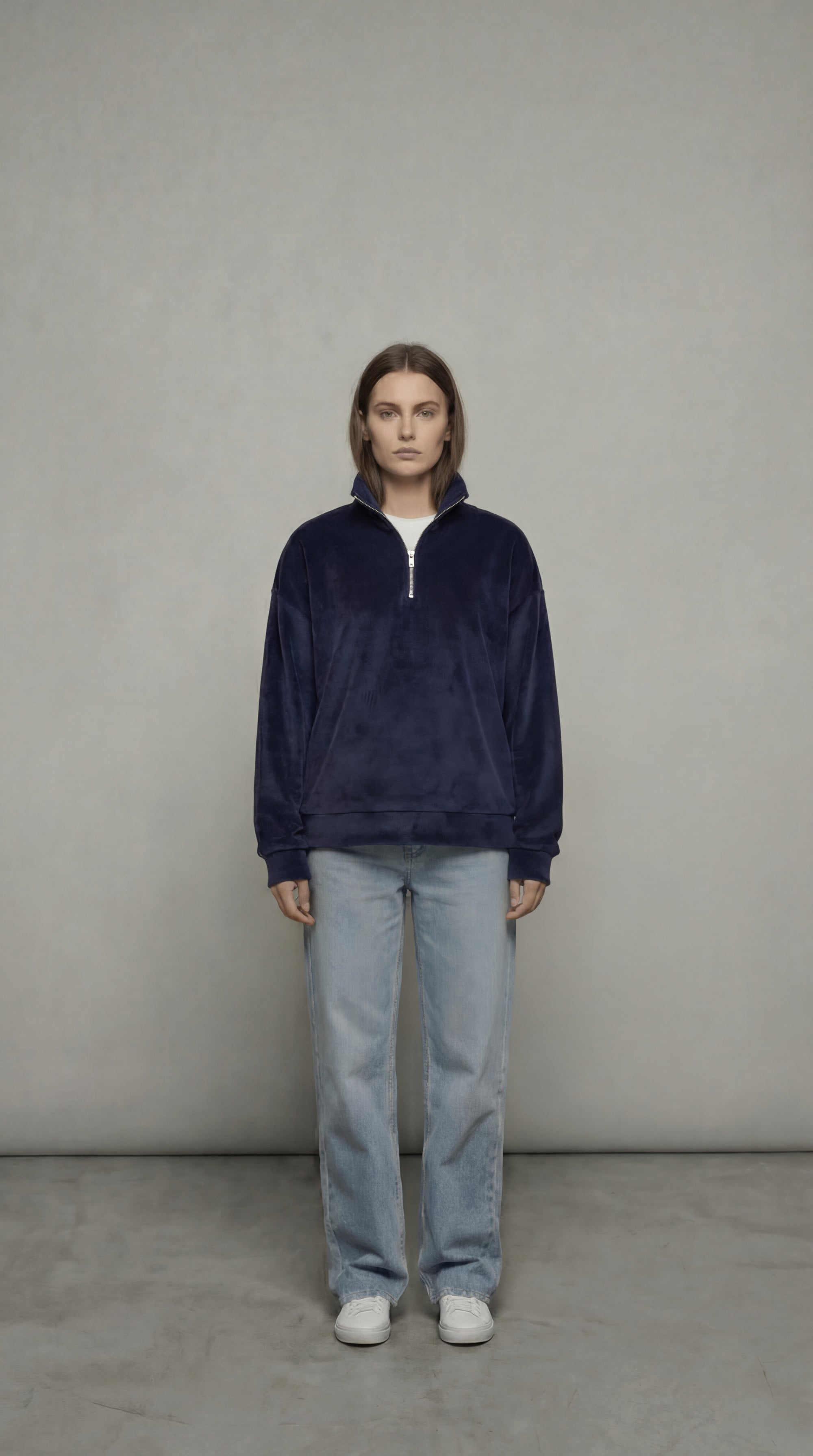 ALTIERO's Navy Ribbed Quarter Zip